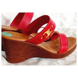 Italian Shoemakers Red Wedge Sandals